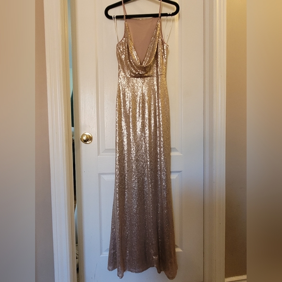 Lulu's gold sequin evening gown. Size XS. - Picture 2 of 4